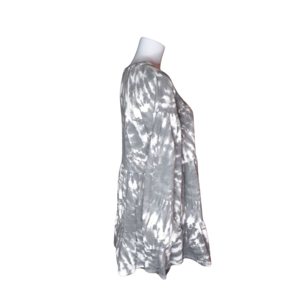 Dress Up Love People Love Clothes Tie Dye Sweatshirt Babydoll Dress White Gray - Picture 2 of 6